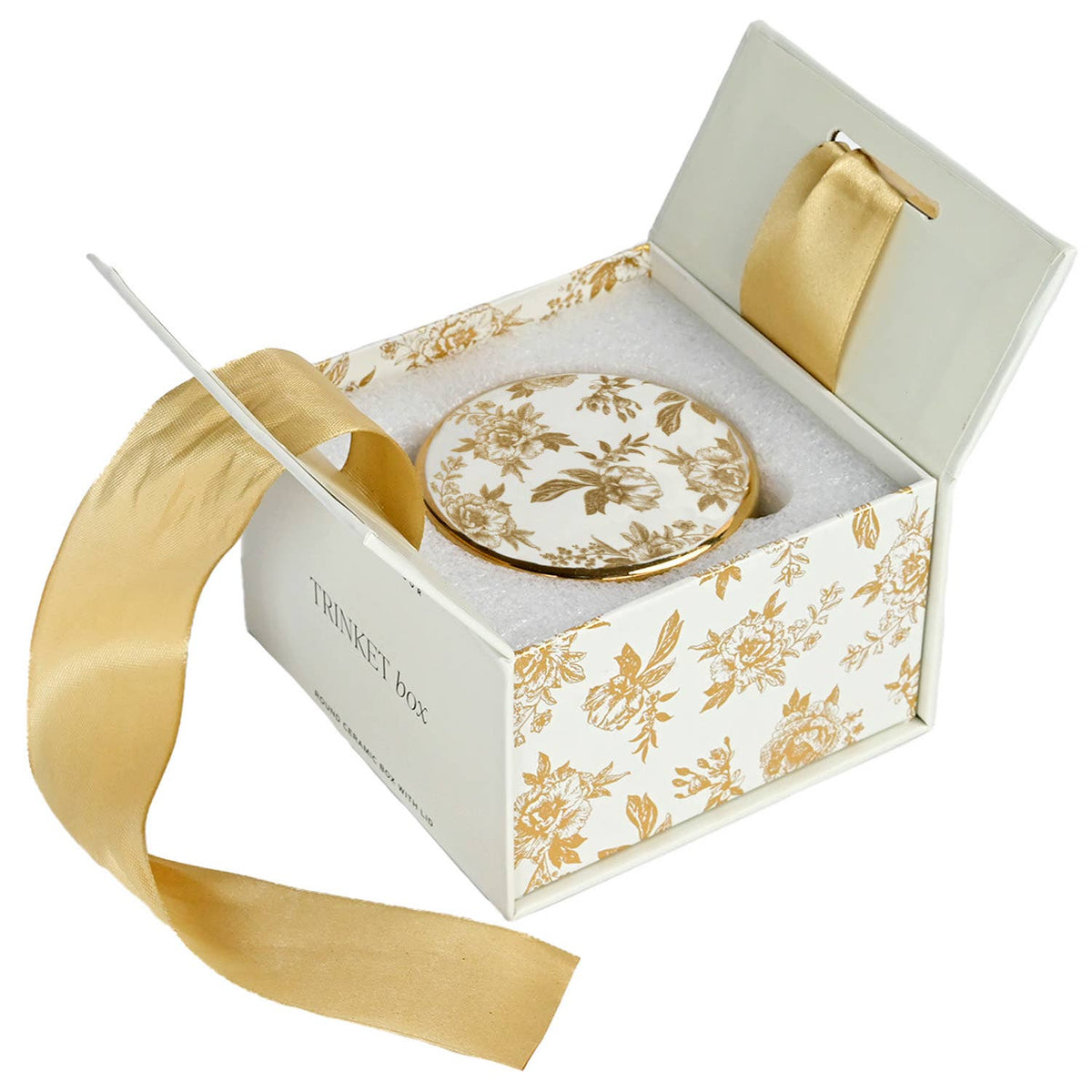 Small Gold Delft Jewelry Box with Lid
