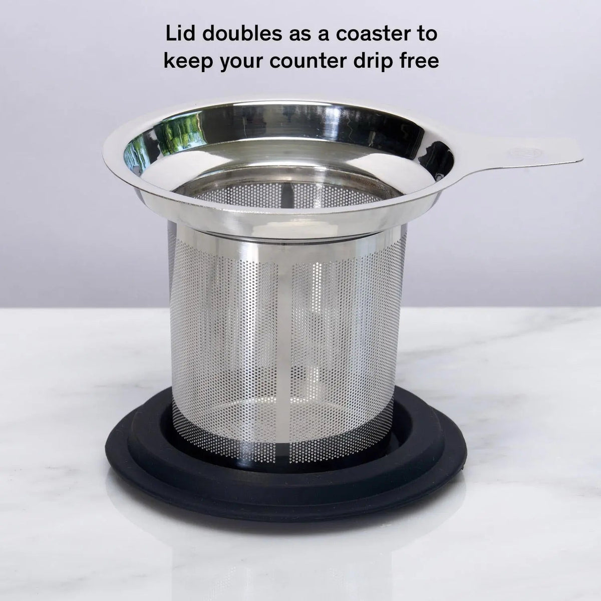 One Cup Tea Infuser — Stainless Steel Micro-Mesh with Coaster Lid