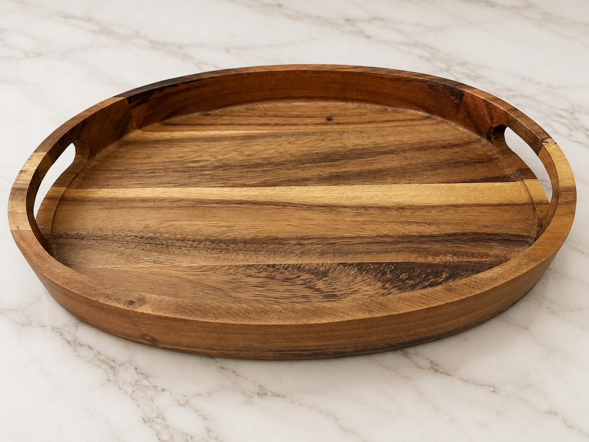 Solid Acacia Wood Oval Serving Tray
