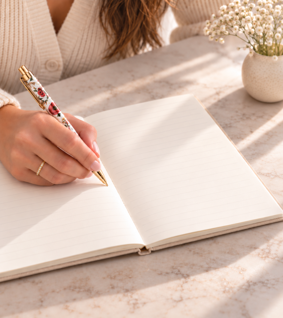 Neutral Fabric-Covered Memory Journal