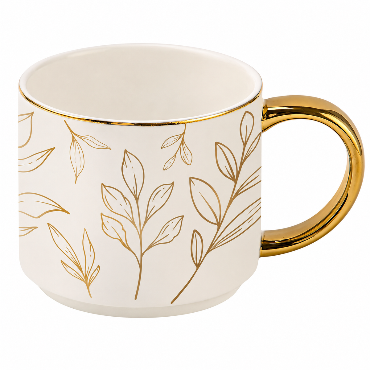 Golden Leaves Porcelain Mug