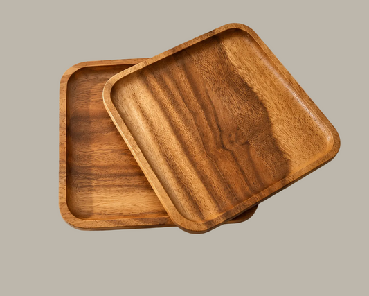 Acacia Wood Tray Set of 2