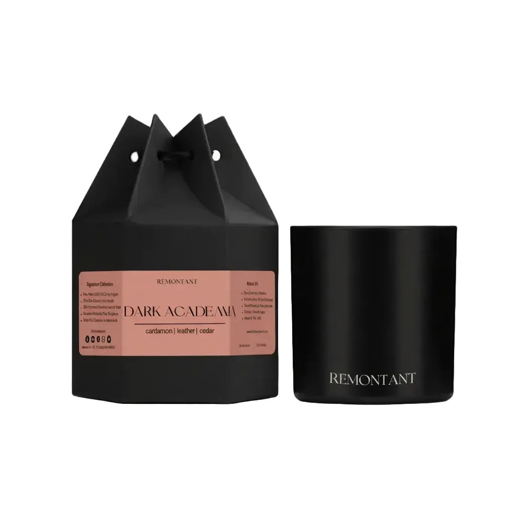 Dark Academia Candle — Cardamom, Leather & Cedar | Wood Wick