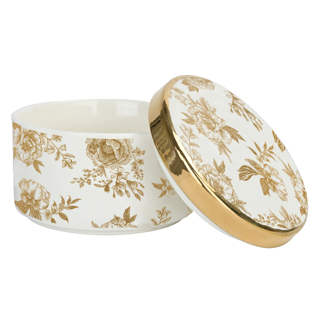 Small Gold Delft Jewelry Box with Lid