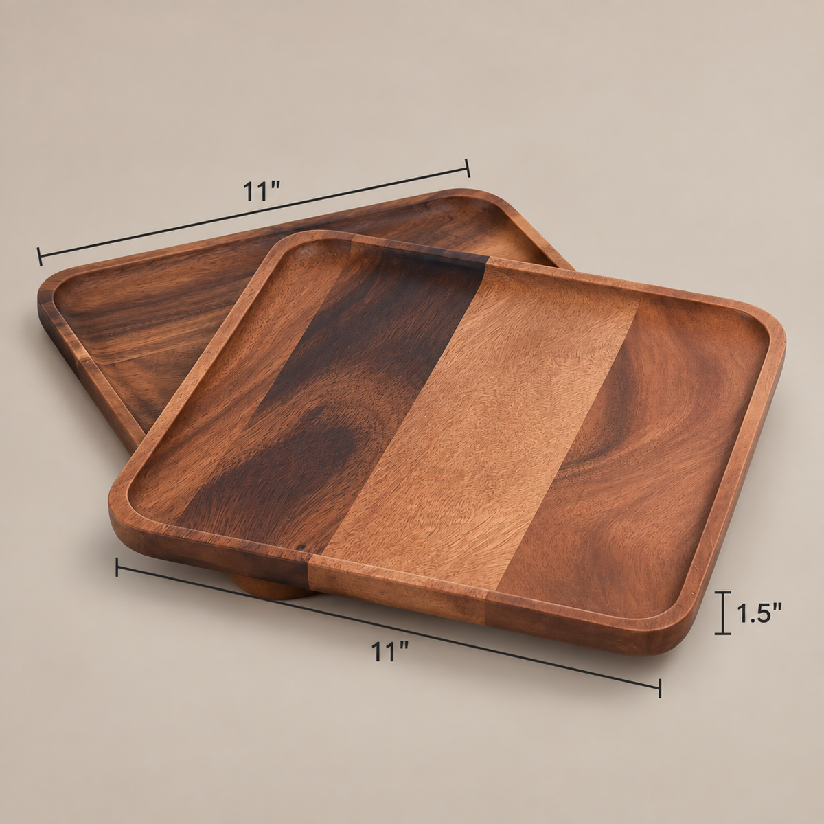Acacia Wood Tray Set of 2